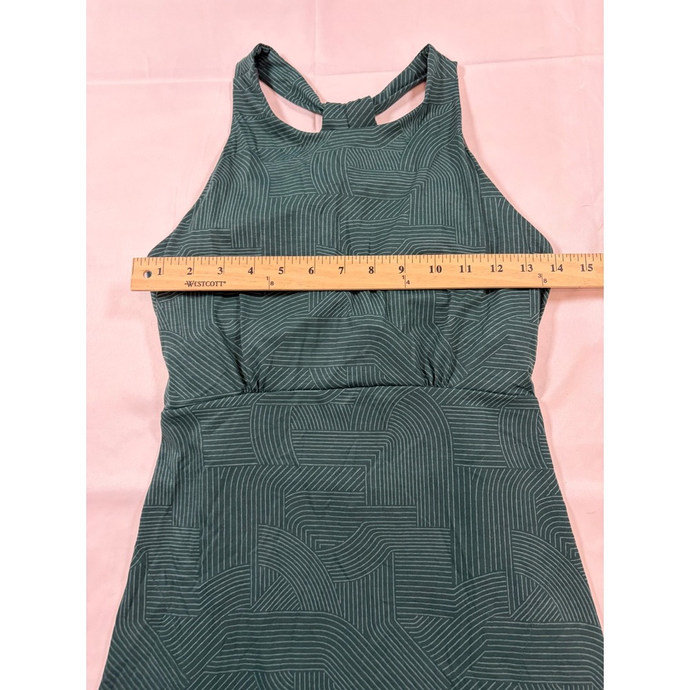 Prana Green Geometric Halter Midi Dress with Built-in Bra Womens Medium - Picture 9 of 15